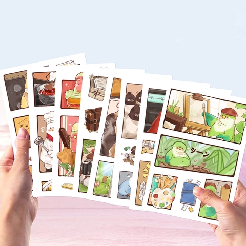 Adesivi per Uccelli Cartoni Animati Illustrazioni di Pappagalli Dipinti a Mano Decalcomanie in PVC Impermeabili per Scrapbook Laptop