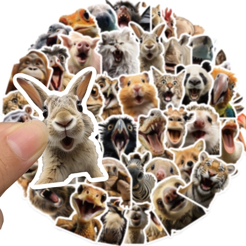50 Pezzi Adesivi Animali Realistici e Divertenti in PVC Impermeabile Decalcomanie per Laptop Skateboard Valigie Custodia Telefono