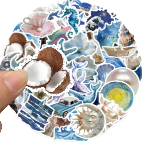 Adesivi Tema Oceano Stile Ins Impermeabile Blu Sirena Vita Marina Decalcomanie Per Bagagli Borraccia Laptop Telefono DIY Decor