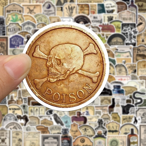 Adesivi Vintage Gotici a Forma di Bottiglia di Pozione Magica Impermeabili in PVC Graffti per Laptop Skateboard Bagaglio Fai da Te