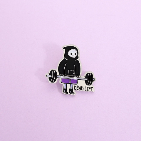 Broche Émaillée Créative Dessin Animé Faucheuse Soulevé de Terre Gym Fitness Squelette Alliage Badge pour Vêtements Sacs Bijoux Unisexe