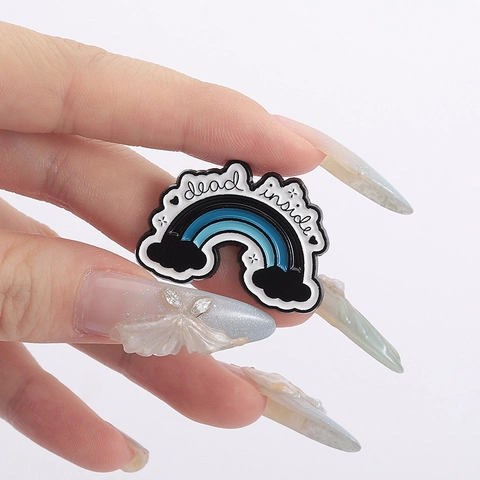Cartoon Rainbow Dead Inside Enamel Pin Zinc Alloy Brooch Badge For Backpack Clothing Accessory Gift For Men Women