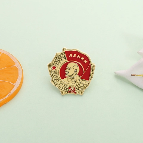 Medalla Conmemorativa Soviética de Lenin Pin de Esmalte Insignia Vintage Símbolo URSS Martillo Hoz Estrella Roja Broche Aleación
