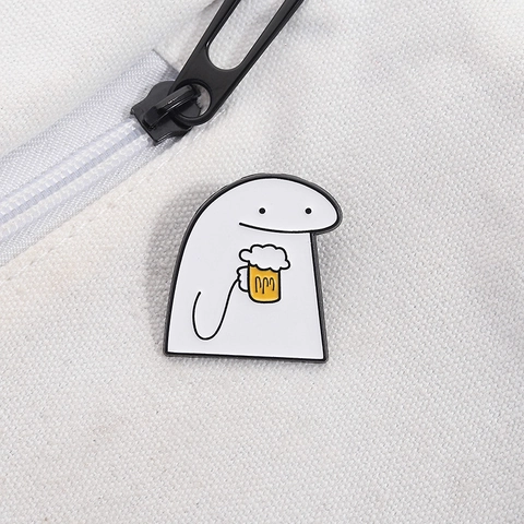 Lustige Flork Mit Bier Emaille Pin Personalisierte Zinklegierung Cartoon Strichmännchen Brosche Für Kleidung Rucksack Schmuck Geschenk