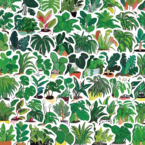 Waterproof Potted Plants Stickers PVC Botanical Decals For Scrapbooking Journal Laptop Phone Case DIY Stationery Decoration