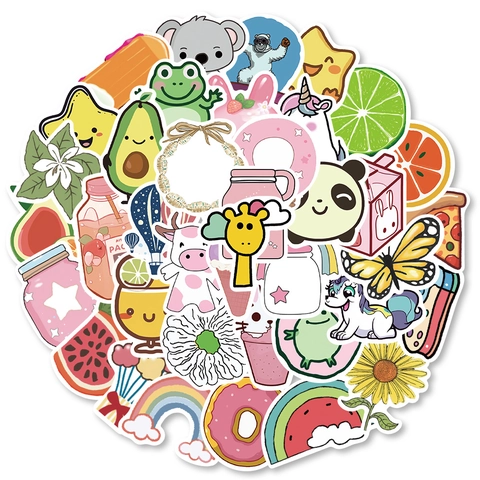 Simpatici Adesivi Estetici VSCO Decalcomanie Cartoon in PVC Impermeabili per Laptop Chitarra Bagaglio Valigia Decorazione Outdoor