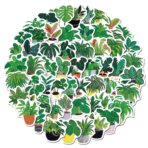 Waterproof Potted Plants Stickers PVC Botanical Decals For Scrapbooking Journal Laptop Phone Case DIY Stationery Decoration