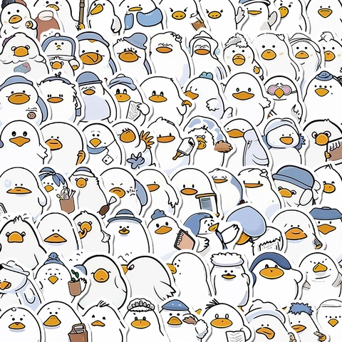 Cute Cartoon White Duck Stickers Waterproof PVC Decals For Laptop Suitcase Phone Helmet DIY Decorative Stationery Stickers