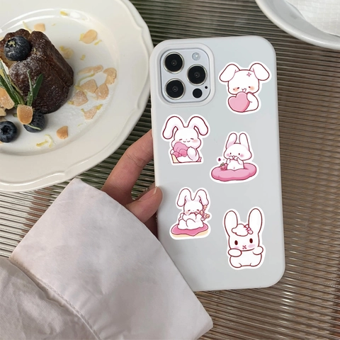 Originali Simpatici Adesivi Doodle Con Coniglio Rosa Impermeabili PVC Decalcomanie Decorative Per Laptop Telefono Tazza Scrapbook