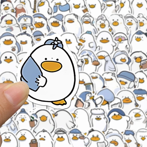 Cute Cartoon White Duck Stickers Waterproof PVC Decals For Laptop Suitcase Phone Helmet DIY Decorative Stationery Stickers