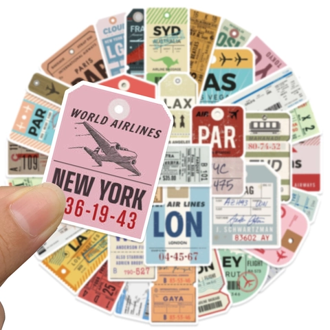Adesivi Vintage Per Biglietti Aerei E Carte Di Imbarco Per Valigia Laptop Bottiglia D'Acqua Scrapbooking Retrò Decorazione