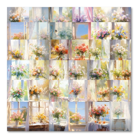 Impressionist Oil Painting Flowers Stickers Waterproof Aesthetic Windowsill Floral Decals For Laptop Luggage Journaling Decor