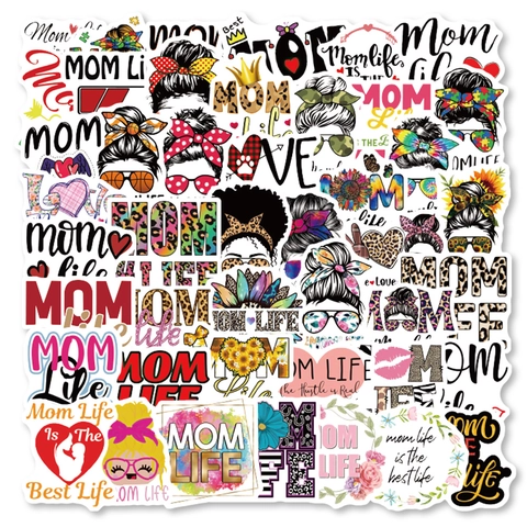 Mom Life Aufkleber Wasserdichte PVC Vinyl Cartoon Decals Für Laptop Wasserflasche Skateboard DIY Scrapbooking Deko Damen