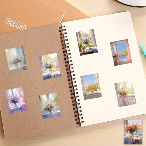 Impressionist Oil Painting Flowers Stickers Waterproof Aesthetic Windowsill Floral Decals For Laptop Luggage Journaling Decor