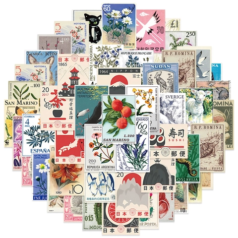 Pegatinas Sellos Japoneses Vintage PVC Impermeable Retro Viaje Material Scrapbooking Para Maleta Portátil Diario Revista