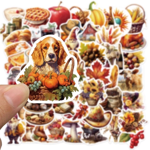 Wasserdichte PVC Herbst Erntedankfest Aufkleber Kürbis Ahornblatt Truthahn Zwerg Decals Für Laptop Scrapbooking DIY Dekor
