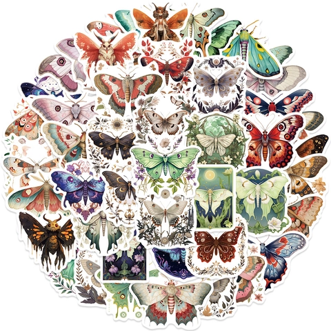 Adesivi Vintage Farfalla Falena Impermeabili in PVC Decalcomanie Decorative per Laptop Cover Telefono Skateboard Scrapbooking DIY