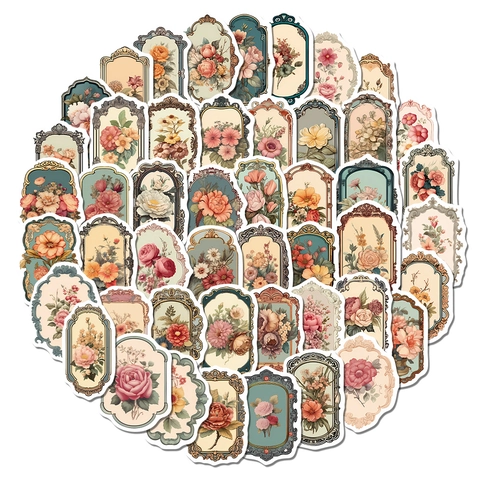 Autocollants Timbres Floraux Américains Vintage Pour DIY Scrapbooking Journal Ordinateur Coque Téléphone Imperméable PVC Décalcomanies