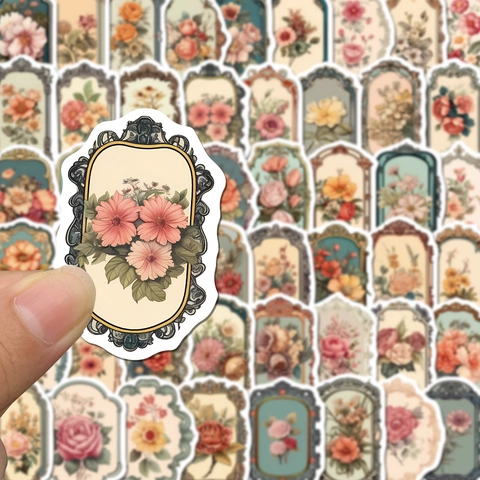 Autocollants Timbres Floraux Américains Vintage Pour DIY Scrapbooking Journal Ordinateur Coque Téléphone Imperméable PVC Décalcomanies