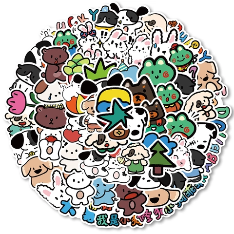 Niedliche Cartoon Tier Party Welpen Aufkleber Koreanischer Stil Wasserdichte PVC Aufkleber Für Planer Laptop Wasserflasche Dekoratives Set