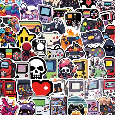Autocollants de Manette de Jeu Vidéo Rétro Décalcomanies en PVC Imperméables pour Ordinateur Portable Téléphone Bagages Skateboard DIY