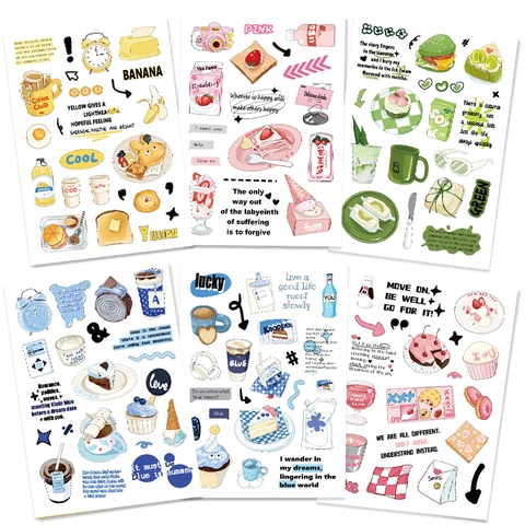 Waterdichte PVC Decoratieve Stickers Scrapbooking DIY Telefoonhoesje Laptop Koffer Handgetekende Verse Stijl Briefpapier