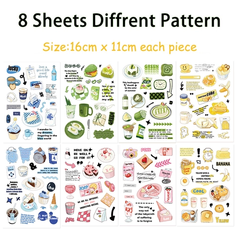 Waterdichte PVC Decoratieve Stickers Scrapbooking DIY Telefoonhoesje Laptop Koffer Handgetekende Verse Stijl Briefpapier