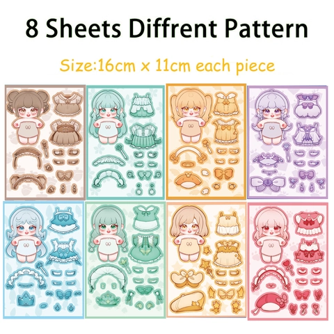 Kawaii DIY Aankleden Anime Karakter PVC Waterdichte Stickers Koreaanse Ins Stijl Decoratieve Stickers Voor Telefoonhoesje Scrapbook