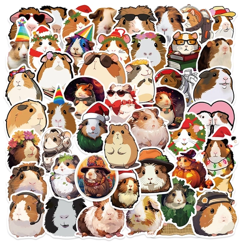 Lindas Pegatinas de Conejillo de Indias de Dibujos Animados Calcomanías de Vinilo Impermeables para Computadora Portátil Funda de Teléfono Refrigerador Maleta Pegatinas de Graffiti de Animales Estéticos
