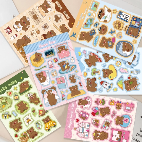 Autocollants Guka Ours Dessin Animé Imperméables DIY PVC Autocollants Décoratifs pour Scrapbooking Étui Téléphone Journal Papeterie
