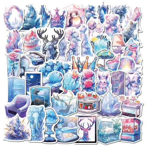 Eiswelt Fantasie PVC Wasserdichte Aufkleber Für Handyhülle Laptop Wasserbecher DIY Dekorative Tier Blumen Kristall Aufkleber