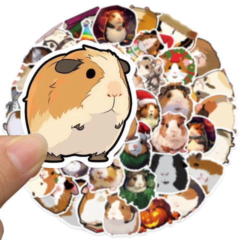 Lindas Pegatinas de Conejillo de Indias de Dibujos Animados Calcomanías de Vinilo Impermeables para Computadora Portátil Funda de Teléfono Refrigerador Maleta Pegatinas de Graffiti de Animales Estéticos