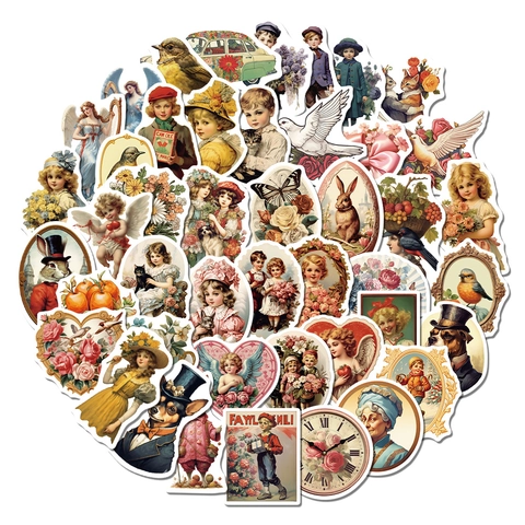 Autocollants Victoriens Britanniques Vintage en PVC Imperméables Assortiment pour Ordinateur Portable Bagages Guitare Scrapbooking Autocollants Décoratifs DIY