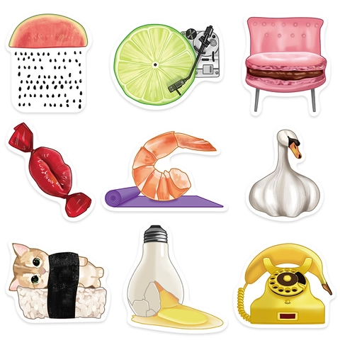 Kreative Surrealistische Illustration Aufkleber Wasserdichte PVC Decals Für Laptop Koffer Wasserflasche Helm Dekoration