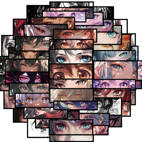 50Pcs Anime Girl Eye Stickers Waterproof PVC Graffiti Decals For DIY Laptop Phone Case Water Bottle Decorative Stationery