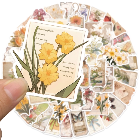 Adesivi Floreali Vintage Retro Botanici Farfalla Scrapbooking per Journal Planner Adesivi Impermeabili in PVC Art Deco