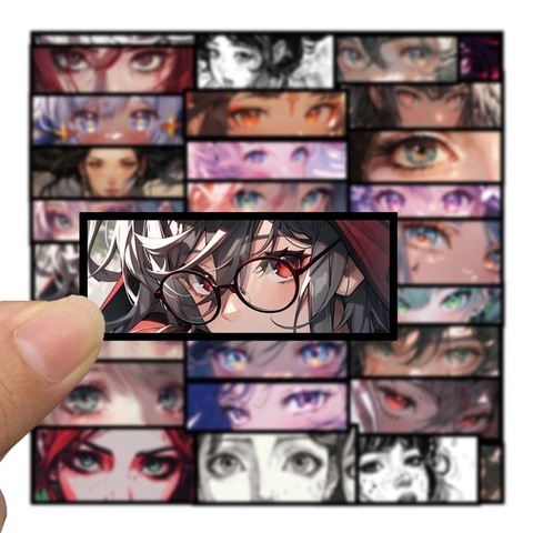 50Pcs Anime Girl Eye Stickers Waterproof PVC Graffiti Decals For DIY Laptop Phone Case Water Bottle Decorative Stationery