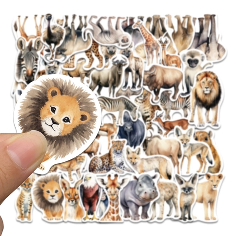 Pegatinas de Acuarela de Migración de Animales Africanos Impermeable PVC Calcomanías para Computadora Portátil Funda de Teléfono Maleta Guitarra Diario Regalo Niños