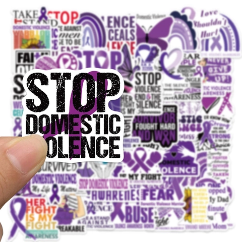 Waterproof PVC Domestic Violence Awareness Stickers For Laptop Luggage Purple Ribbon Butterfly Heart Inspirational Decals