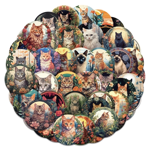 Vintage Realistische Katze Aufkleber Für Laptop Skateboard Wasserdicht PVC Matte Folie Scrapbooking DIY Deko Grafik Decals