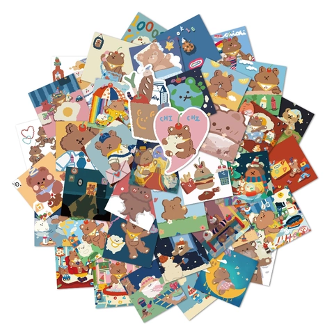 40Pcs Cute Cartoon Gummy Bear Stickers Pack Waterproof PVC DIY Scrapbooking Stationery Stickers For Laptop Phone Case Decor