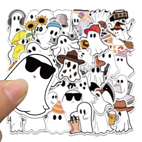 Cute Ghost Cartoon Stickers Waterproof PVC Matte Decals For Scrapbooking Phone Case Luggage Halloween DIY Decoration Art Stickers