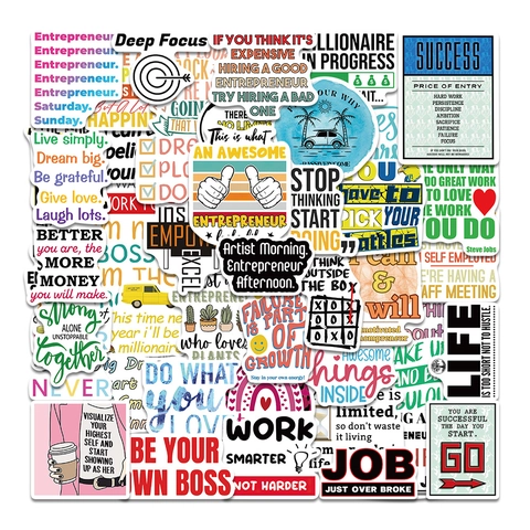 Entrepreneur Inspirational Quotes Stickers Waterproof PVC Motivational Slogans Decals For Laptop Phone Case Scrapbooking Decor