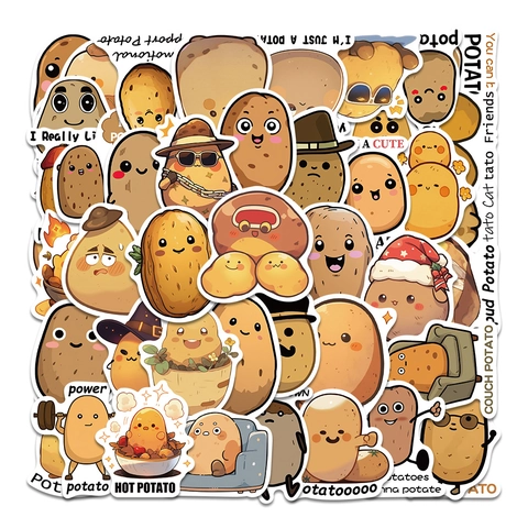Kawaii Cartoon Potato Graffiti Stickers Waterproof Vinyl Decals For Laptop Skateboard Helmet Computer Decoration Aesthetic Stationery Stickers