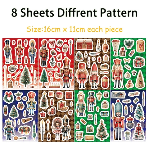 Nutcracker Christmas Stickers PVC Waterproof Decals For Scrapbooking Journal Notebook Phone Case Laptop DIY Decoration Holiday Gift