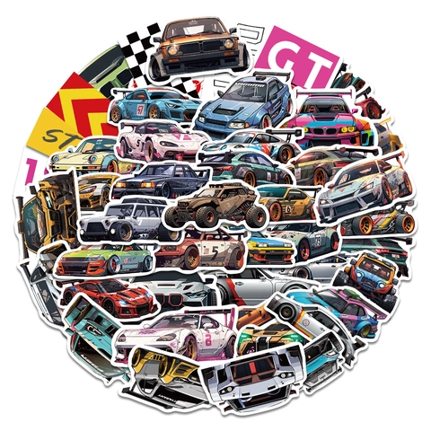 Racewagen Stickers Waterdicht PVC Vinyl Decals Voor Laptop Telefoon Skateboard Motorfiets Auto Decoratie Sportwagen Stickers