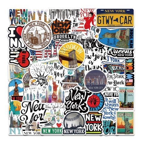 New York City Landmark Waterproof PVC Stickers For Suitcase Laptop Skateboard DIY Decorative Vinyl Decals NYC Theme Decor