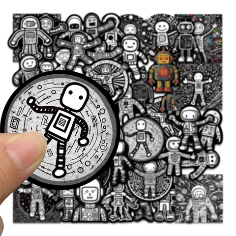 Minimalista Bianco E Nero Astronauta Robot Adesivi Impermeabile PVC Spazio Decalcomanie Per Laptop Bagaglio Decorazione Fai Da Te