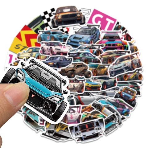 Racewagen Stickers Waterdicht PVC Vinyl Decals Voor Laptop Telefoon Skateboard Motorfiets Auto Decoratie Sportwagen Stickers