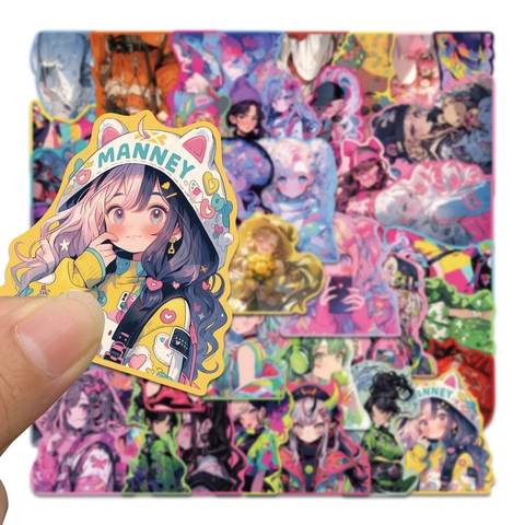 Niedliche Anime Mädchen Wasserdichte PVC Aufkleber Dekorative Abziehbilder Für Handy Laptop Koffer DIY Scrapbooking Zubehör